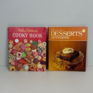 2 VTG Betty Crocker Cookbooks Cooky Book 1963 & Desserts 1974 HC Spiral Bound